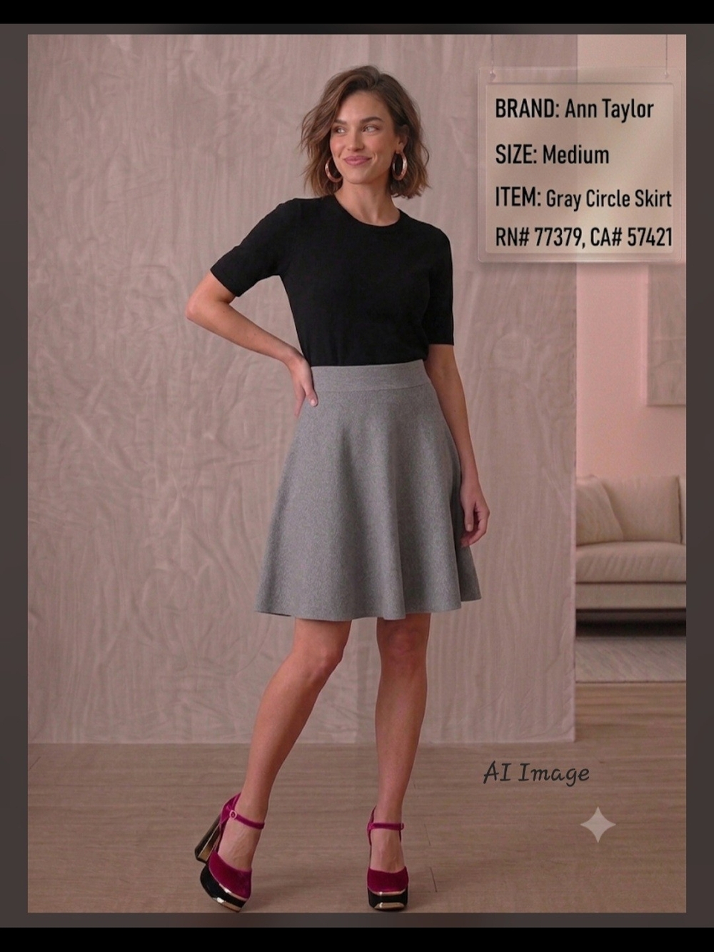 Ann Taylor Gray Circle Skirt - Flattering Skater Silhouette